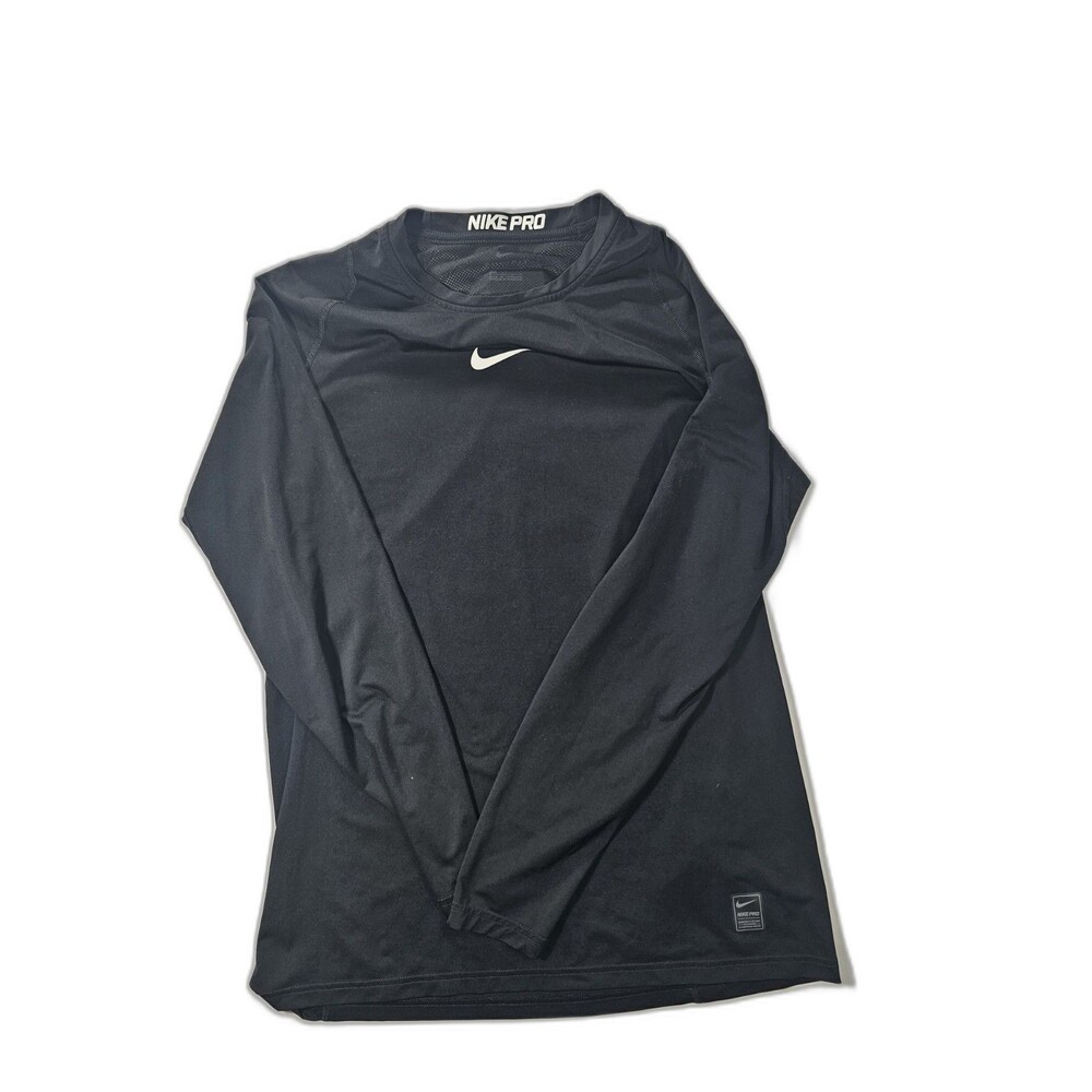 Nike Pro Shirt Mens Large Black Dri-FIT Long Sleeve Fitted Athletic Gym Training